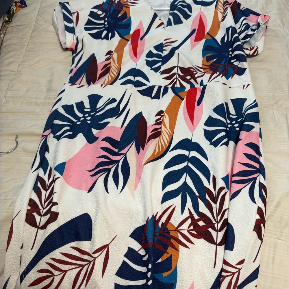 Colorful Leaf Print Dress